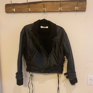 Faux Leather Biker Oversized Jacket